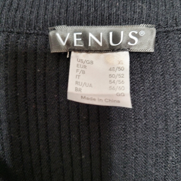 VENUS Full Zip Ribbed Black Cardigan Size XL - Picture 2 of 7